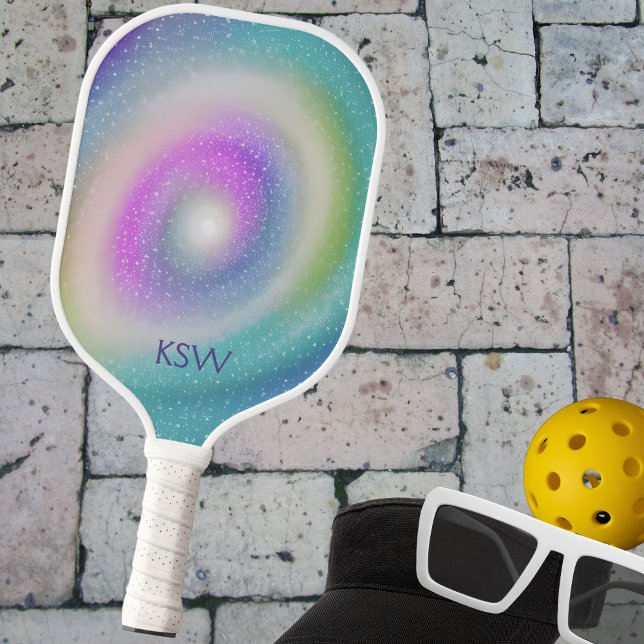 Sparkling Pastel Galaxy mit Monogramm Pickleball Schläger (Von Creator hochgeladen)