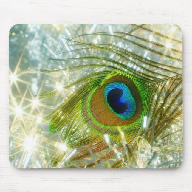 Sparkling Peacock Feather Mousepad (Vorne)