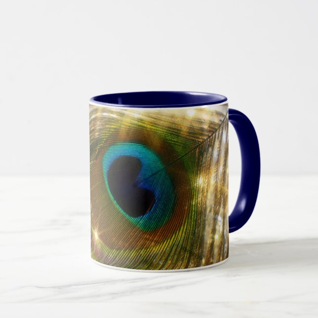 Sparkling Peacock Feather-Tasse Tasse (VorderseiteRechts)