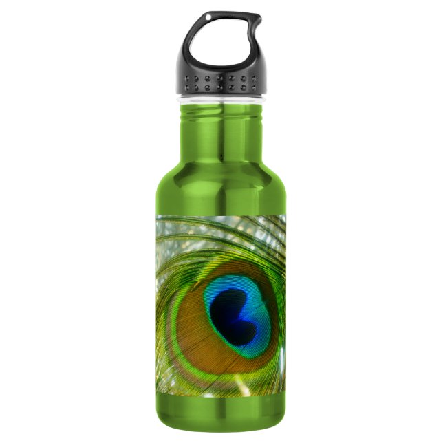 Sparkling Peacock Feather Water Flasche Edelstahlflasche (Vorderseite)