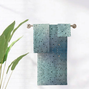 Sparkling Raindrops Aquamarin Aqua Blue Badhandtuch Set