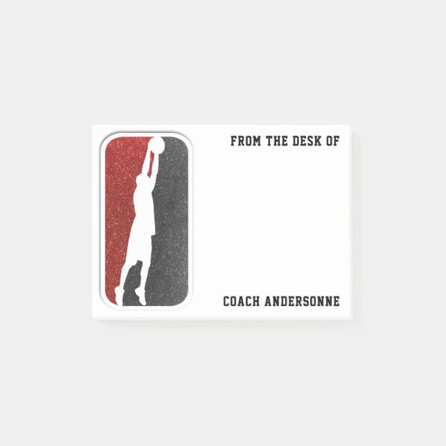 Sparkling Red and Black Basketball Coach Sports Post-it Klebezettel (Vorderseite)