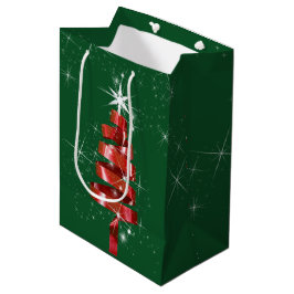 Sparkling Red Ribbon Weihnachtsbaum Mittlere Geschenktüte