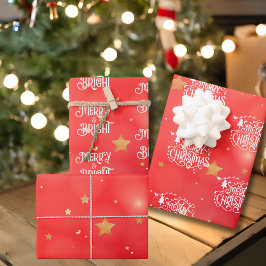 Sparkling Red Star Frohe Weihnachten Geschenkpapier Set