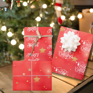 Sparkling Red Star Frohe Weihnachten Geschenkpapier Set