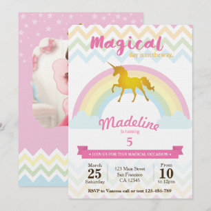 Sparkling Regenbogen Einhorn Geburtstagseinladung Einladung