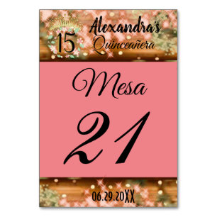 Sparkling Rose Gold Spanische Königin Prinzessin Tischnummer