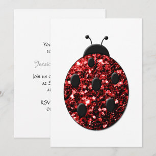 Sparkling rote Glitzern Ladybug personalisieren Einladung