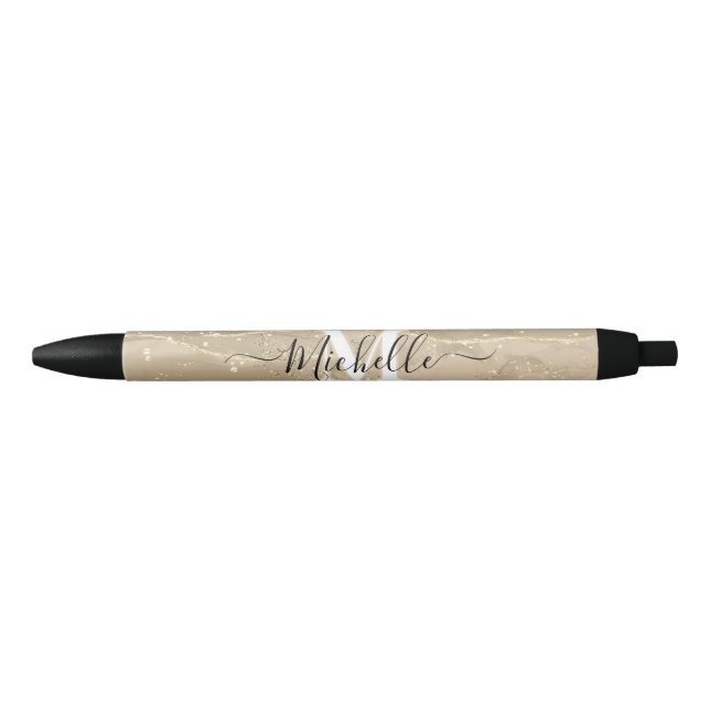 Sparkling Sand Monogram Custom Autograph Pen Kugelschreiber (Vorderseite)