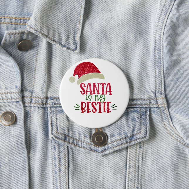 Sparkling Santa Bestie Funny Christmas Holiday Button (Beispiel)