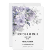 Sparkling Silver Mauve Wedding Einladung