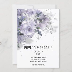 Sparkling Silver Mauve Wedding Einladung