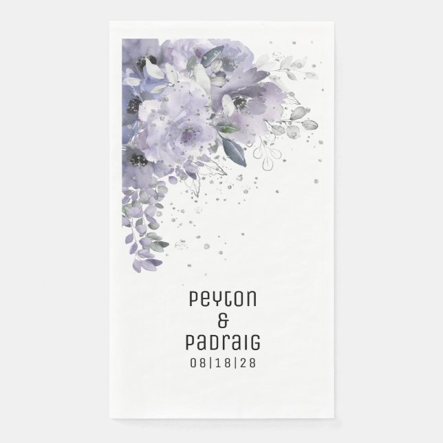 Sparkling Silver Mauve Wedding Long Dinner Napkins Serviette (Vorderseite)