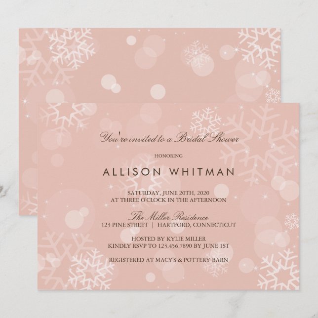 Sparkling Snowflakes Bridal Dusche Einladung (Vorne/Hinten)