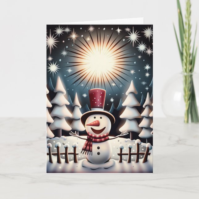 Sparkling Snowman Joy Feiertagskarte (Vorderseite)