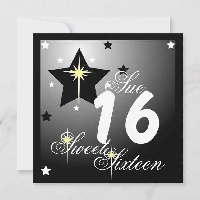 Sparkling Star 16 . Geburtstag-Customize Einladung (Vorderseite)