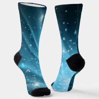 Sparkling Starry Night Sky Blue Gradient Crew Sock Socken