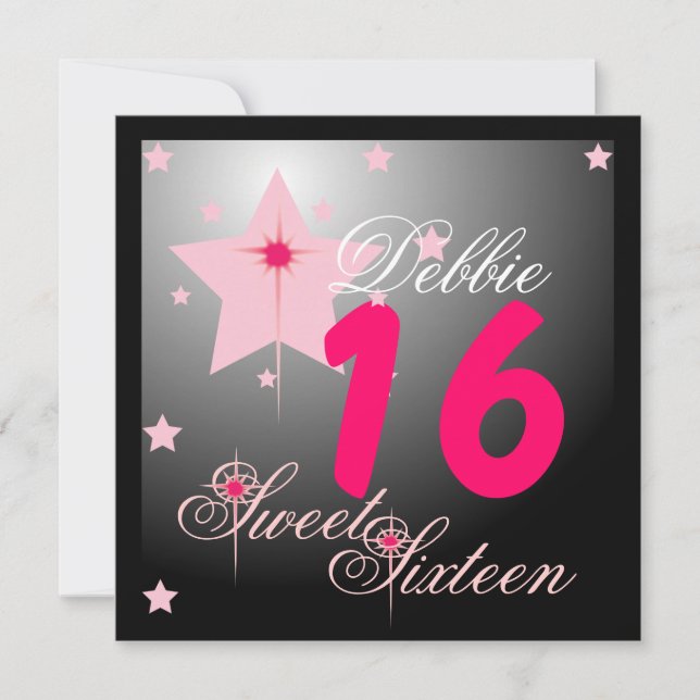 Sparkling Stars 16 . Geburtstag-Customize Einladung (Vorderseite)
