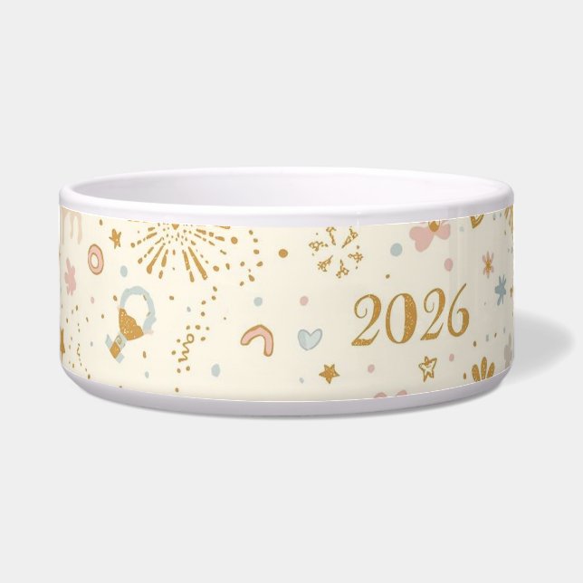 Sparkling Stars & Paw Prints New Year 2026 Napf (Vorderseite)