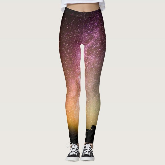Sparkling Stars Rainbow Galaxy Leggings (Vorderseite)
