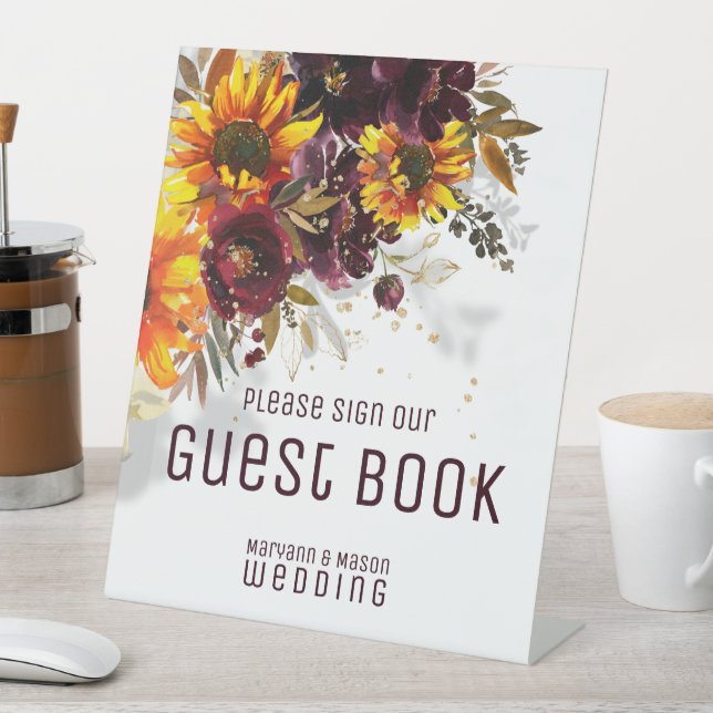 Sparkling Sun & Wine Guest Book Pedestal Zeichen Sockelschild (In Situ)