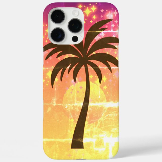 Sparkling Sunset Palm Tree | Tropical Paradise Sil Case-Mate iPhone Hülle (Rückseite)