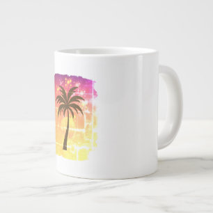 Sparkling Sunset Palm Tree Tropical Paradise Sil Jumbo-Tasse