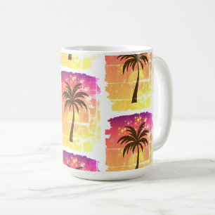 Sparkling Sunset Palm Tree Tropical Paradise Sil Kaffeetasse
