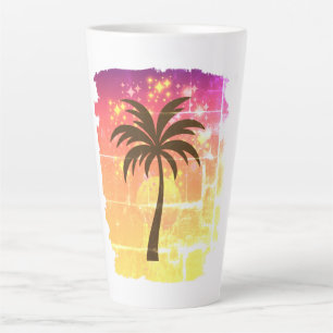 Sparkling Sunset Palm Tree Tropical Paradise Sil Milchtasse
