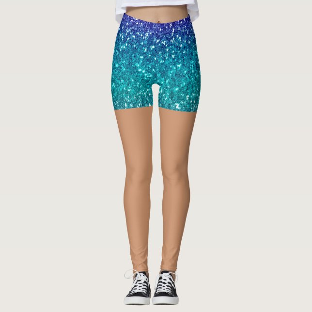 Sparkling Teal Blue Glitter Skin Tone Women's  Leggings (Vorderseite)