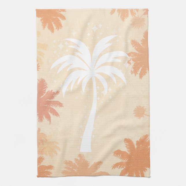 Sparkling Tropical Palm Tree Silhouette Geschirrtuch (Vertikal)