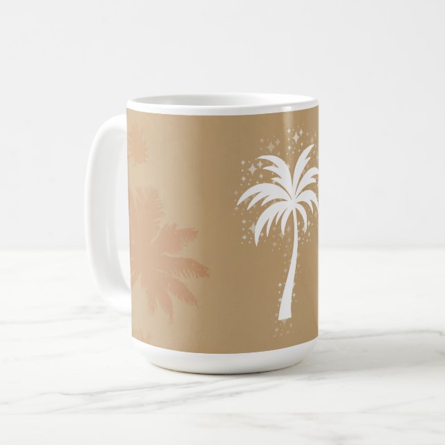 Sparkling Tropical Palm Tree Silhouette Kaffeetasse (Vorderseite Links)