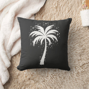 Sparkling Tropical Palm Tree Silhouette Kissen