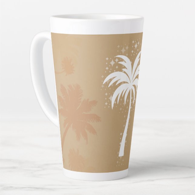 Sparkling Tropical Palm Tree Silhouette Milchtasse (Linke Ecke)