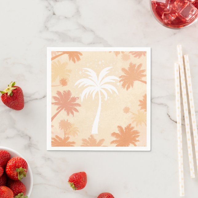 Sparkling Tropical Palm Tree Silhouette Serviette (Beispiel)
