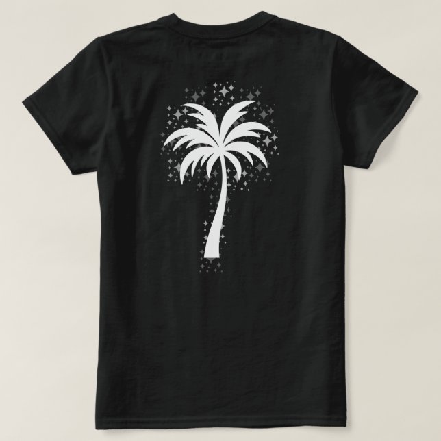 Sparkling Tropical Palm Tree Silhouette T-Shirt (Design Rückseite)