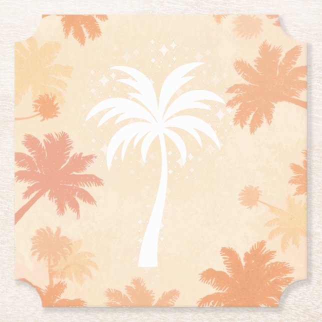 Sparkling Tropical Palm Tree Silhouette Untersetzer (Vorderseite)