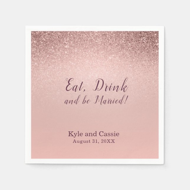 Sparkling Wedding Bar Cocktail Napkin Serviette (Vorderseite)
