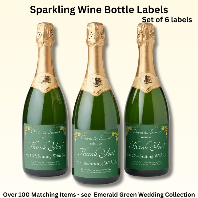 Sparkling Wine Bottle Labels, Emerald Green & Gold (Von Creator hochgeladen)