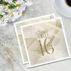 Sparkling-Wirbel 16 . Geburtstag Gold-ID652 Serviette