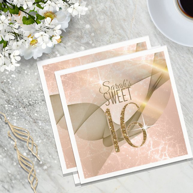 Sparkling-Wirbel 16 . Geburtstag Rose Gold-ID652 Serviette (Von Creator hochgeladen)