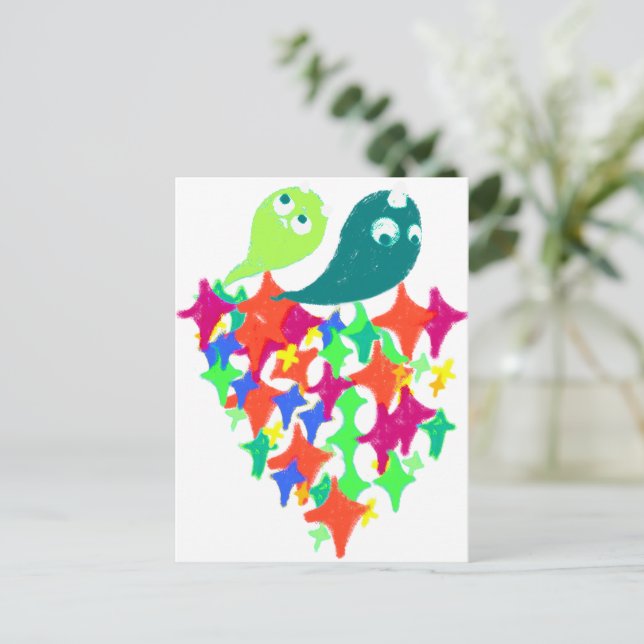 Sparkling Yeti Monster Postkarte (Stehend Vorderseite)