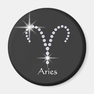 Sparkly Diamonds Aries Symbol  Magnet