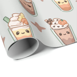 Sparkly Fall Drinks Kawaii Pastel Pattern Geschenkpapier