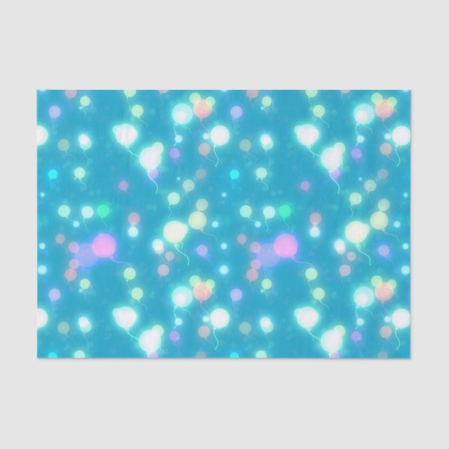 Sparkly Party Balloons Blue Seidenpapier (Vorderseite)