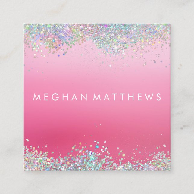 Sparkor Pink Beauty Stylist Square Business Card Quadratische Visitenkarte (Vorderseite)