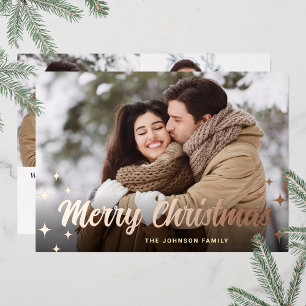 Sparkor Weihnachten 3 FOTO Gruß Rose Gold Folien Feiertagskarte