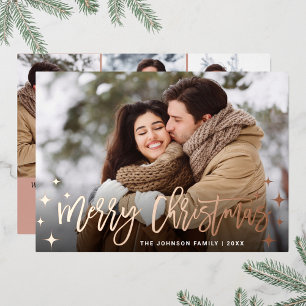 Sparkor Weihnachten 4 FOTO Gruß Rose Gold Folien Feiertagskarte