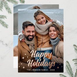 Sparkor Weihnachten 4 FOTO Gruß Rose Gold Folien Feiertagskarte