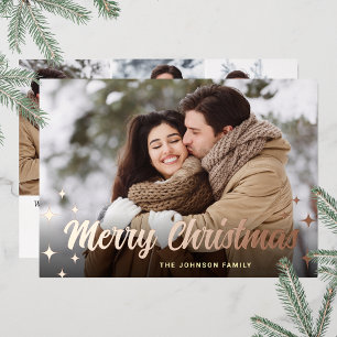 Sparkor Weihnachten 4 FOTO Gruß Rose Gold Folien Feiertagskarte